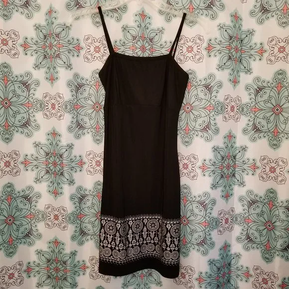 City Triangles Black Strap Sundress with white embroidery on the bottom (size s) - Picture 1 of 5